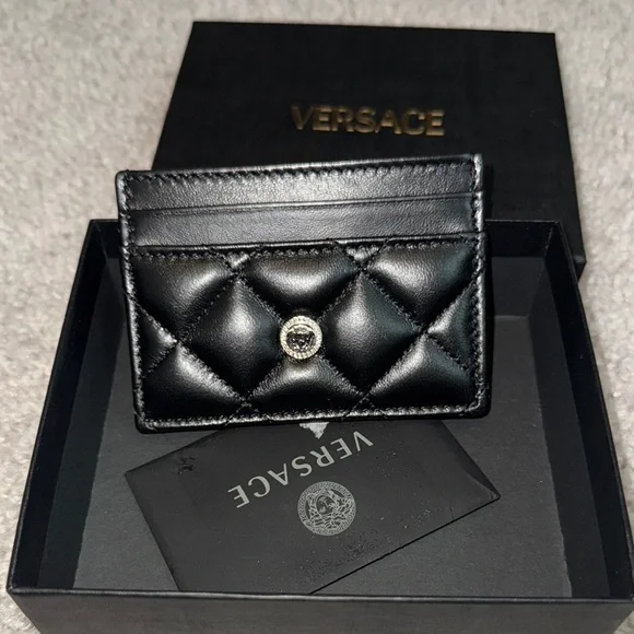 Versace Quilted Lamb Leather Card Case - Picture 3 of 10